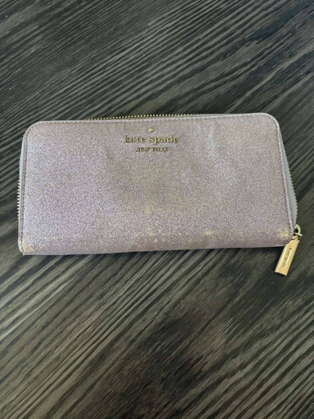 kate spade Glitter Zip-Around Wallet in Lavender